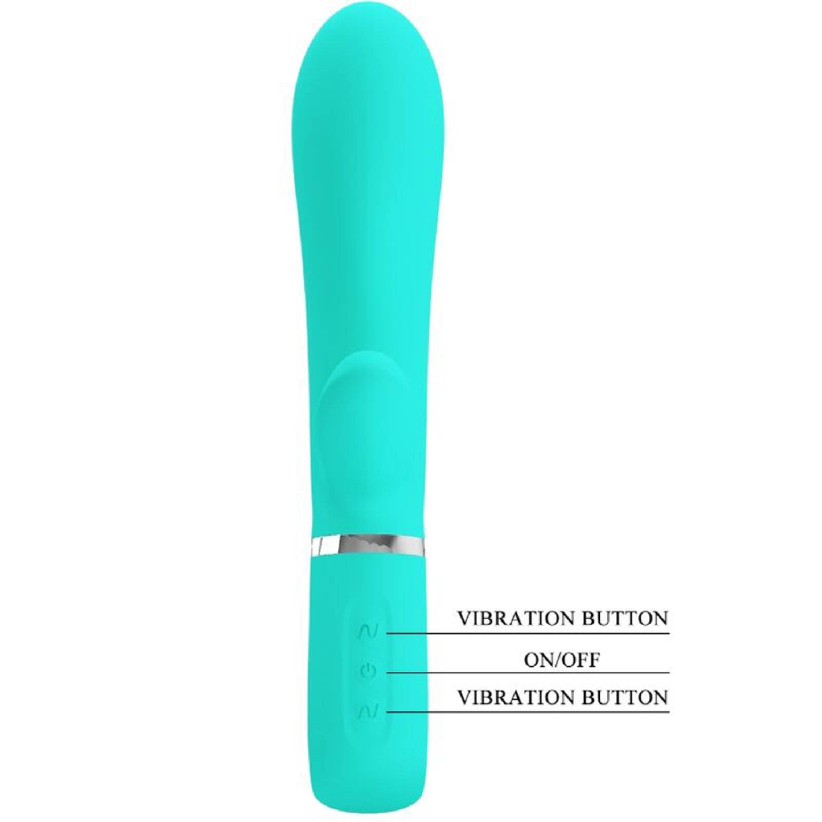 Thomas Super Soft Silicone Rabbit Vibrator - Turquoise - Image 3