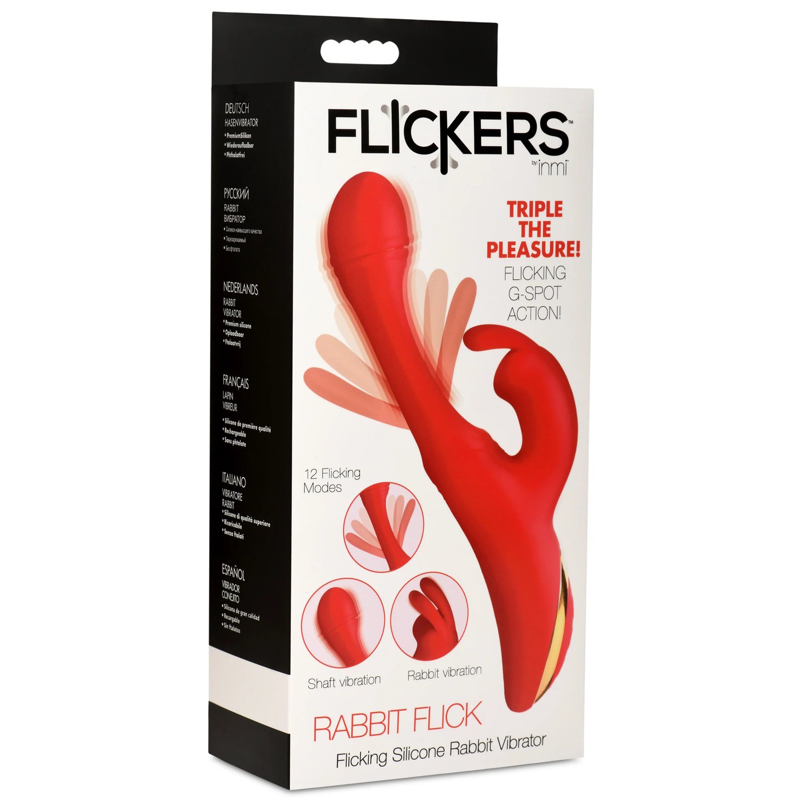 Rabbit Flick Flicking Silicone Rabbit Vibrator - Red - Image 4